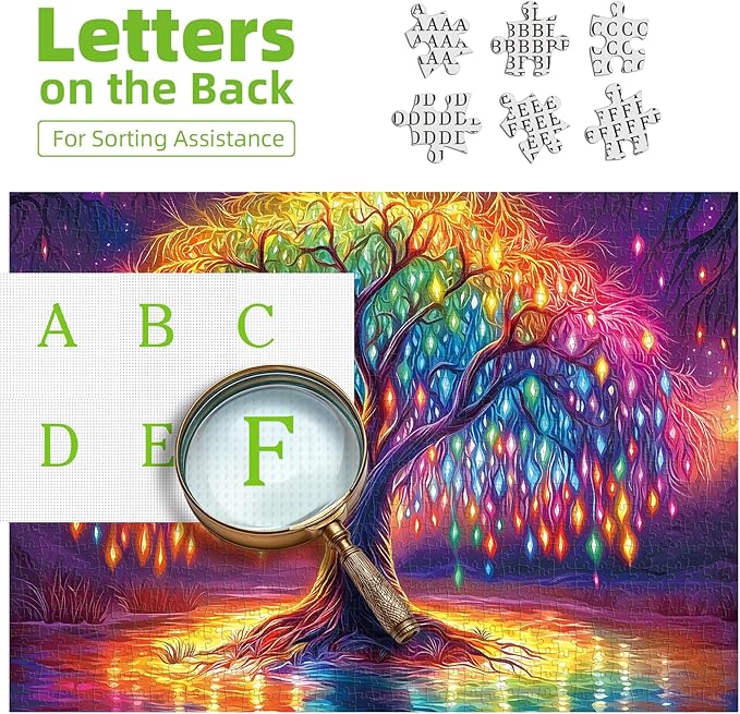 Neon Life Tree 1000 Piece Puzzles for Adults, Hard Challenge Art Jigsaw Puzzle, for Gifts Xmas Birthday Party Games Family, 27.5x19.7 inch - Dust Free Puzzle