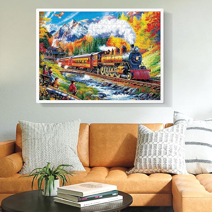 500 Piece Puzzle for Adults,Mountain Train Puzzles for Adults Elderly,Recycled Cardboard Winter Landscape Puzzles 500 Piece,Challenging Family Game Great Gift for Friends,20.5 x 15 in