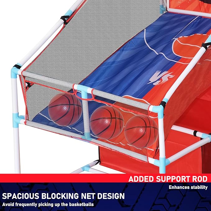 2-Player Kids Arcade Basketball Game Set, Dual Upgraded Hoop with LED Light Electronic Scoreboard 4 Balls, 3-12 Kids Sports Toys Carnival Games, Home Backyard Indoor Outdoor, Boys Girls Toddlers Gifts