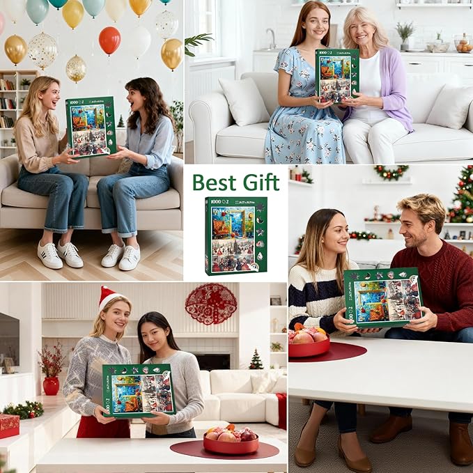 1000 Pieces Puzzles. 2 Pack with Unique Shaped Jigsaw Pieces, Cat Fish and Remembrance Theme, Challenging Gift for Puzzle Lovers, Idea Jigsaw Puzzles for Adults
