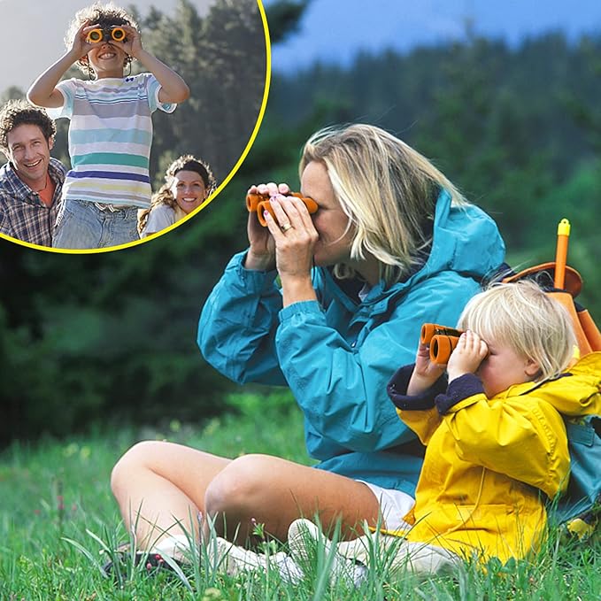 ESSENSON Binoculars for Kids Toys Gifts for Age 3-12 Years Old Boys Girls Kids Telescope Outdoor Toys for Sports and Outside Play Hiking, Bird Watching, Travel, Camping, Birthday Presents (Orange)