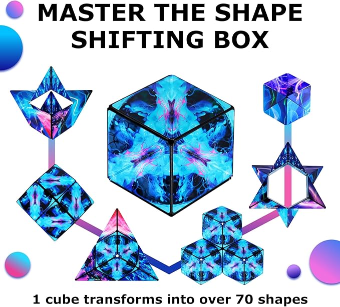 Shashibo Shape Shifting Box - STEM Fidget Toy with Ultra Strong Magnets - Sensory Puzzle Cube Transforms Into 100+ Shapes, Easter Basket Stuffers Gift for Kids, Teens, and Adults (Vapor)