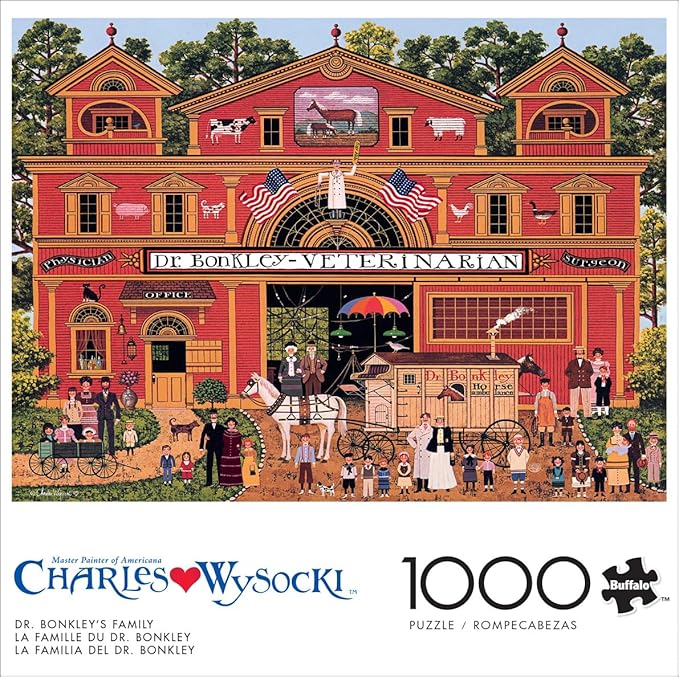 Buffalo Games – 1000 Piece Jigsaw Puzzle - Dr. Bonkley's Family - Charles Wysocki Colorful Puzzle for Adults – Precision-Cut Pieces, Beautiful Artwork, and Hours of Relaxing Fun