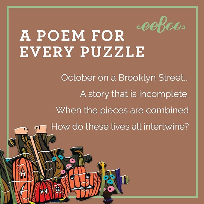 eeBoo 1000 Piece Puzzle - Fall in Brooklyn Jigsaw Puzzle for Adults, Square 23" x 23" Made with Recycled Board & Vegetable-Based Ink