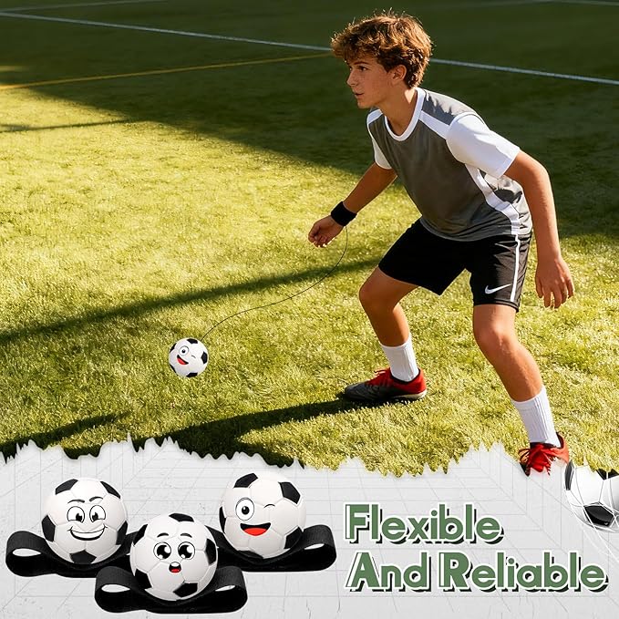 18 Pcs Wrist Return Balls on a String Face Return Sport Balls with Elastic Strap Wrist Exercise for Adults for Fun Outdoor Activity Sports Team Gifts (Soccer)
