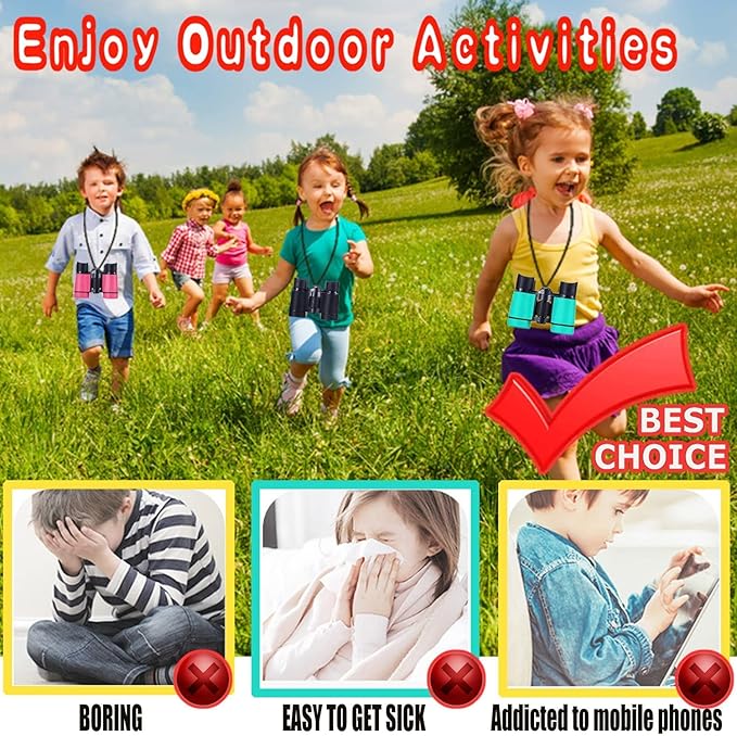 Binoculars for Kids Best Gifts for 3-12 Years Boys Girls High-Resolution Optics Shockproof Mini Kids Binoculars Toys Folding Small Telescope for Bird Watching Camping Outdoor Play
