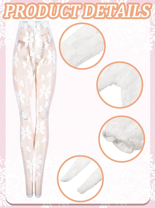 6 Pieces Doll Tights 12 Inch Handmade Doll Lace Stockings Female Long Sock Legging Casual Accessories for DIY Gifts(Large Hole Style)