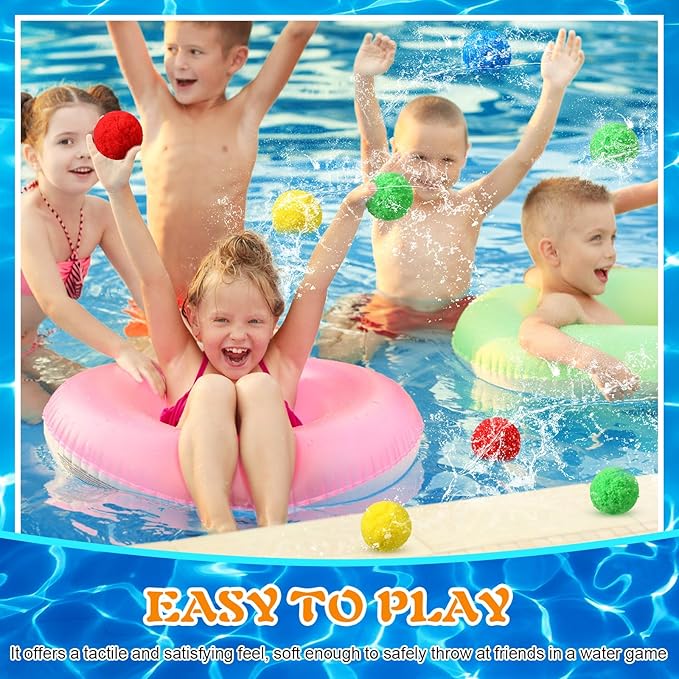Extra Large 3.94 Inch Reusable Sponge Water Balls, Soft Splash Pool Balls for Outdoor, Summer Pool Fun for Adults Water Fight, Yard Beach