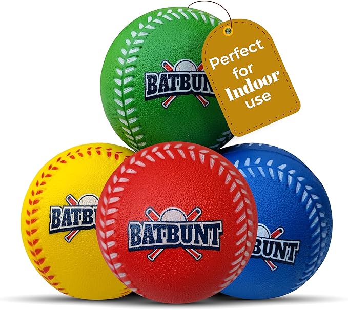 Practice Baseballs for Kids, Indoor Training Soft Foam Balls - 4Pcs Foam Baseballs