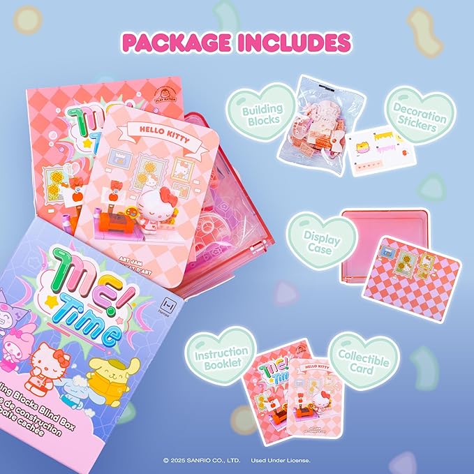 Hamee Sanrio Hello Kitty and Friends 'Me Time' Cute Building Blocks Blind Box (Birthday Gift, Party Favor, Gift Basket Filler, Stress Relief, Collectible Toy, Relaxation) - 6 Pc. (All 6 Designs)