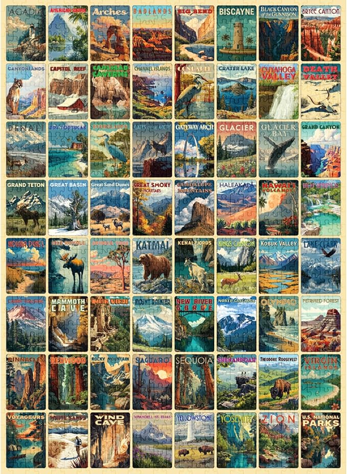 National Parks (#9) – 1000 Piece Jigsaw Puzzle for Adults | Premium European Blue Board | Satin Low-Glare Finish | Ribbon Cut | Bonus Poster | Display-Worthy Box | Printed in USA | Final Piece Puzzles