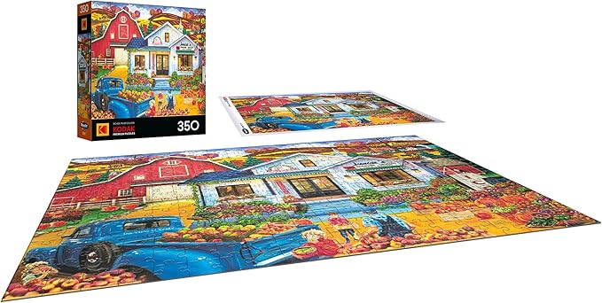 RoseArt - Kodak Premium - Junior's Farmer's Market 350 Piece Jigsaw Puzzle - Colorful Country Market Vegetables Scene – Adult Puzzle – Finished Size Approx. 18" x 24", Made in USA