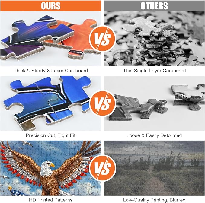 American Flag Eagle Puzzles for Adults 500 Pieces - USA Patriotic Jigsaw Puzzle Faith Country, United States Bald Eagle Puzzle with Letters on Back, US 4th of July Puzzles as Patriots Home Decor