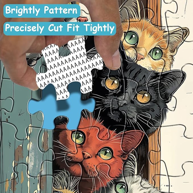 Cat Puzzles for Adults 1000 Pieces, Colorful Cats Jigsaw Puzzles, Challenging Animal Cute Kitten Puzzle as Home Wall Art