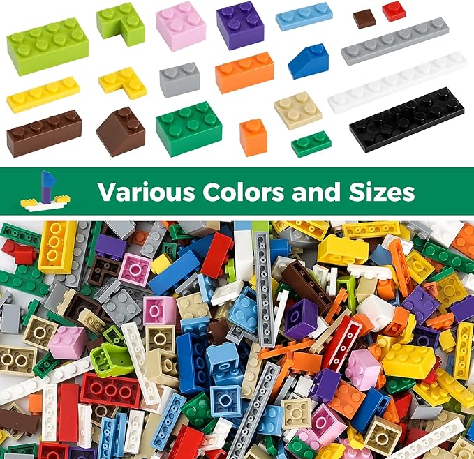 1500 Pieces Building Bricks, Classic Bulk Small Blocks, Classic Bricks Set Basic Building Blocks Compatible with All Major Brands