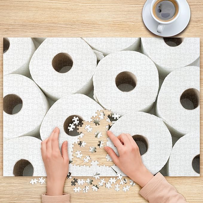 1000 Piece Jigsaw Puzzle, Toilet Paper Puzzle, TP Hoarding - Funny and Unique Puzzle