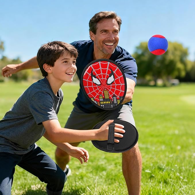 Toss and Catch Ball Game for Kids, 2 PCS Beach Outdoor Toys Set, Toddler Baseball Glove & Catch Ball Toy for Yard Beach Camping Birthday for 3 4 5 6 7 8-12 Year Old Boys Girls