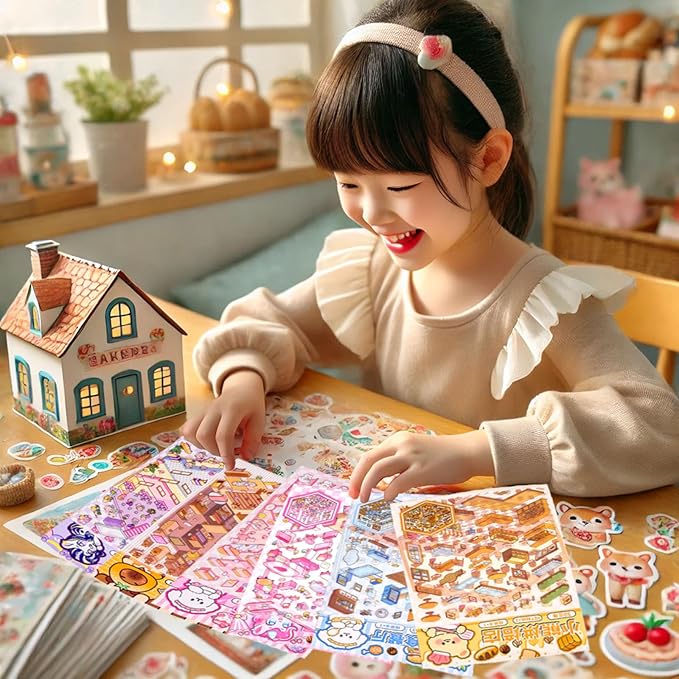 DIY 3D Sticker Scenes for Girls, 6 Sets Make Your Own Scene Stickers for Kids, Cute Kawaii Scene Stickers, Therapy Stickers for Stress Relief, Holiday Christmas Activity, Easter Basket Stuffers