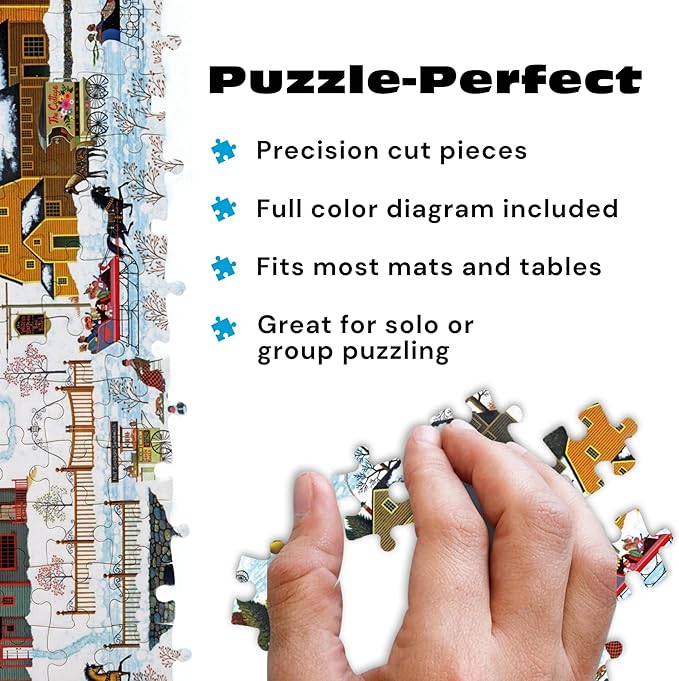 Buffalo Games – Charles Wysocki - Hickory Haven Canal - 1000 Piece Christmas Jigsaw Puzzle - Festive, Holiday Puzzles for Adults – Precision-Cut Pieces, Winter Artwork, Relaxing Fun