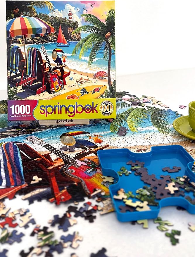 Springbok Tropical Paradise 1000 Piece Jigsaw Puzzle for Adults - Relaxing Beach Scene - Unique Cut Pieces - Made in USA