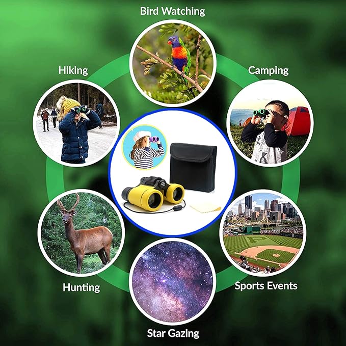 Binoculars for Kids Best Gifts for 3-12 Years Boys Girls High-Resolution Optics Shockproof Mini Kids Binoculars Toys Folding Small Telescope for Bird Watching Camping Outdoor Play