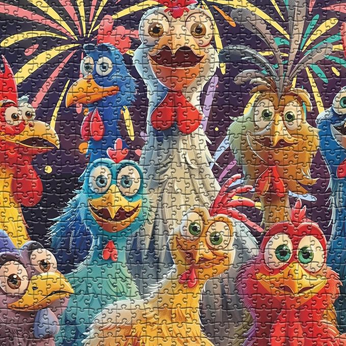 Chicken Puzzles for Adults 1000 Pieces, PICKFORU Happy Chicken Jigsaw Puzzle 1000 Pieces, Funny Rooster Hard Difficult Thanksgiving Puzzle as Wall Art