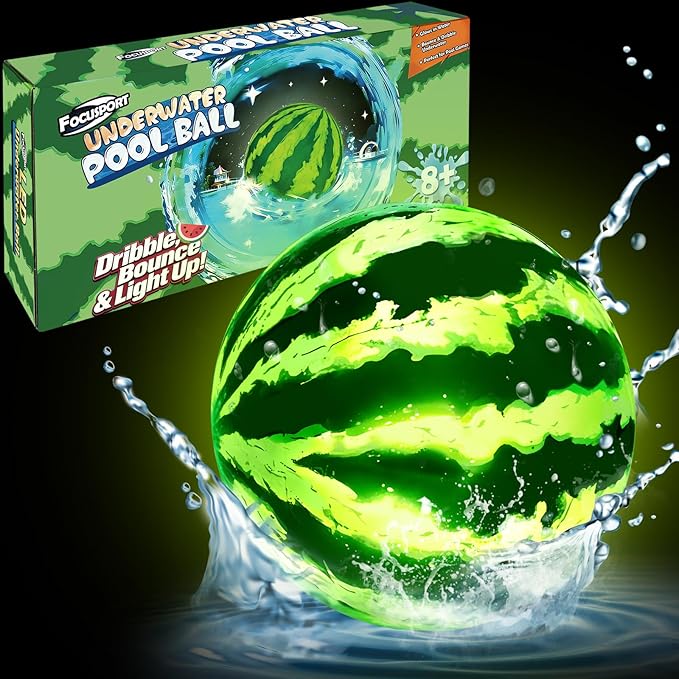 LED Underwater Pool Ball Game – 2 Pack 9" Glow Water Ball Toy for Kids, Teens, Pool Sports Game for Water Football & Basketball, Fun Pool Game for Backyard Parties & Outdoor Water Play