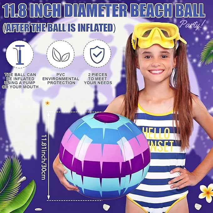 4 Pack Video Game Themed Beach Ball for Kids 11.8" Bulk for Summer Pool and Beach Game Gifts Pinata Gaming Birthday Party Supplies and End of The Year Class Party Decorations Favor