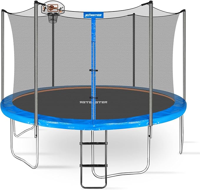 Trampoline Basketball Hoop with Mini Basketball Easy to Install Basketball Hoop for Trampoline Fit for Straight Pole and Curved Pole