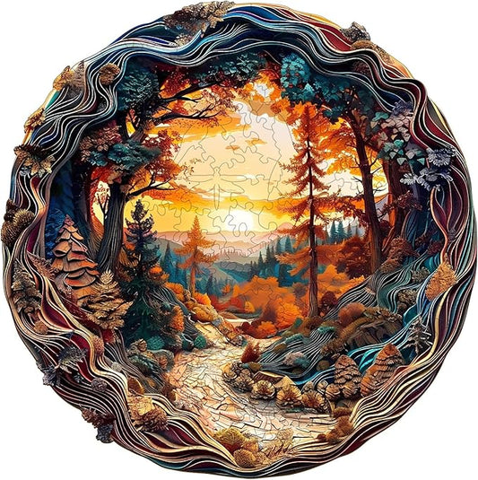 Wooden Jigsaw Puzzles, Winding Road Wooden Puzzles for Adults with Unique Shape, Birthday Gifts for Adults Family Game,11.4"x11.4"-200pcs