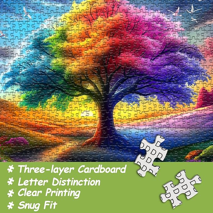 Rainbow Tree of Life Puzzles for Adults 1000 Pieces, Colorful Landscape Gradient Jigsaw Puzzle, Tree Nature Puzzle Scenery