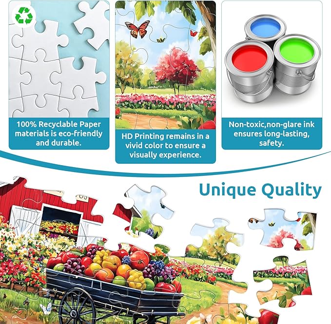3 Pack 48 Large Piece Puzzles for Seniors, Dementia Alzheimer's Products Activities for Elderly Adults,Alzheimer’s Puzzle Memory Cognitive Games Easy Jigsaw Puzzle Gifts with 3 Storage Bags