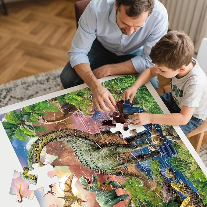 Jumbo Floor Puzzle for Kids,48 Piece Forest Dinosaur Large Jigsaw Puzzles, Fun Educational Preschool Learning Toy for Toddlers Ages 3-5,Easter Gift for Boy Girl Ages 4-8