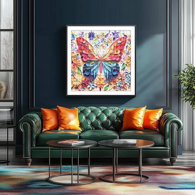 500 Pieces Puzzles for Adults, Butterfly Jigsaw Puzzles Clearance Colorful Paper Art Flower Butterfly for Family Fun Party Challenging Game Gifts Decoration (20 x 20 Inch)