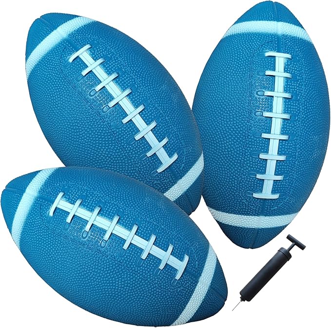 AppleRound 3-Pack 8-Inch Waterproof Footballs for Pool, Beach, & Backyard - Ideal for Water & Land Play - Ball Pump Included, Pee-Wee Junior Size for Kids & Teens