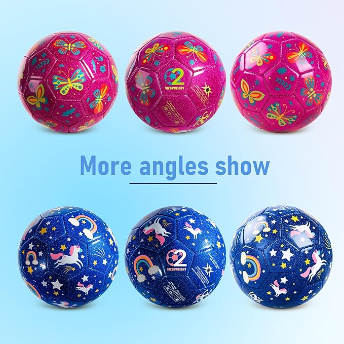 Toddler Soccer Ball Size 2 Size 3 - Small Soft Kids Ball 2 Pack for Ages 1-5 3-8 - Cartoon Sports Toy Boys Girls - Easter Basket Stuffers for Toddlers Kids - Soccer Gift for Indoor Outdoor Games