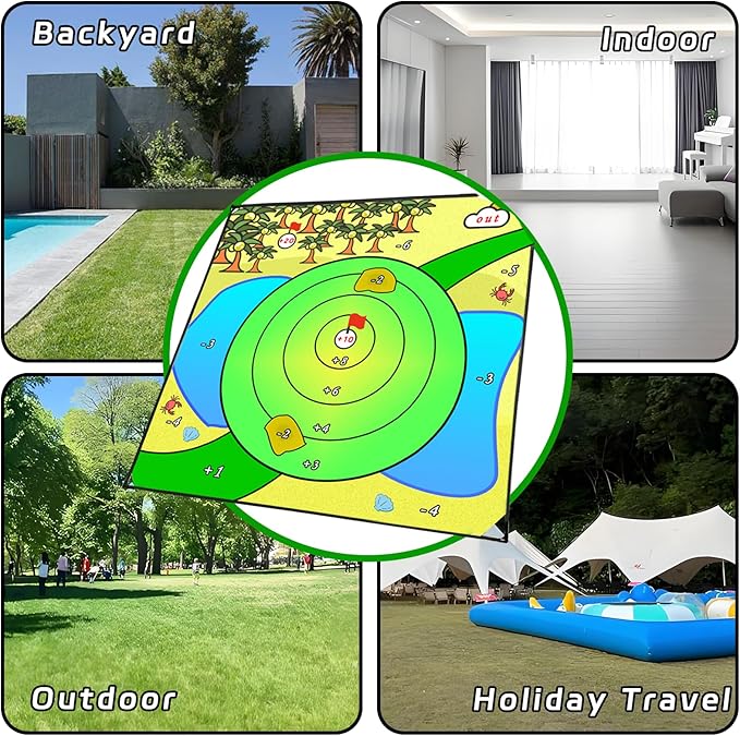 Battle Golf Indoor Chipping Game,57”x57” Portable Chipping Mat,Indoor Outdoor Sticky Golf for Adults and Junior Golfer Training Practise,Friends Family Yard Target Game