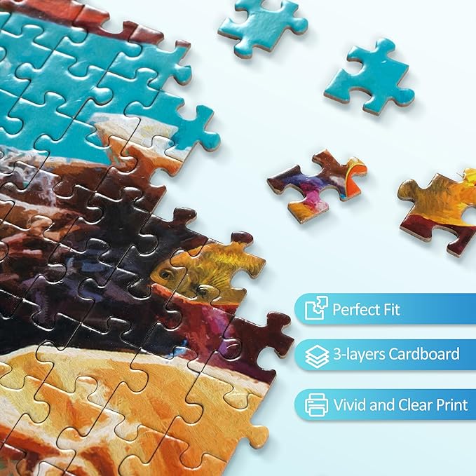 takfot Puzzles for Adults 1000 Pieces - Ocean Beach Sea Turtle Coral - 1000 Piece Puzzles with Letters on Back - Jigsaw Puzzles 1000 Pieces for Fun Game Nights - 27.6" L X 20.5" W, 1:1 Poster