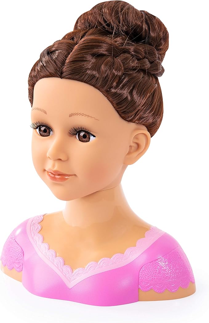 Bayer Design: Charlene Super Model Make Up Head, Brown Hairs, Brunette, Comes with Make-Up and Stickers, Styling Ideas Shown on Showbox, For Ages 3 and up