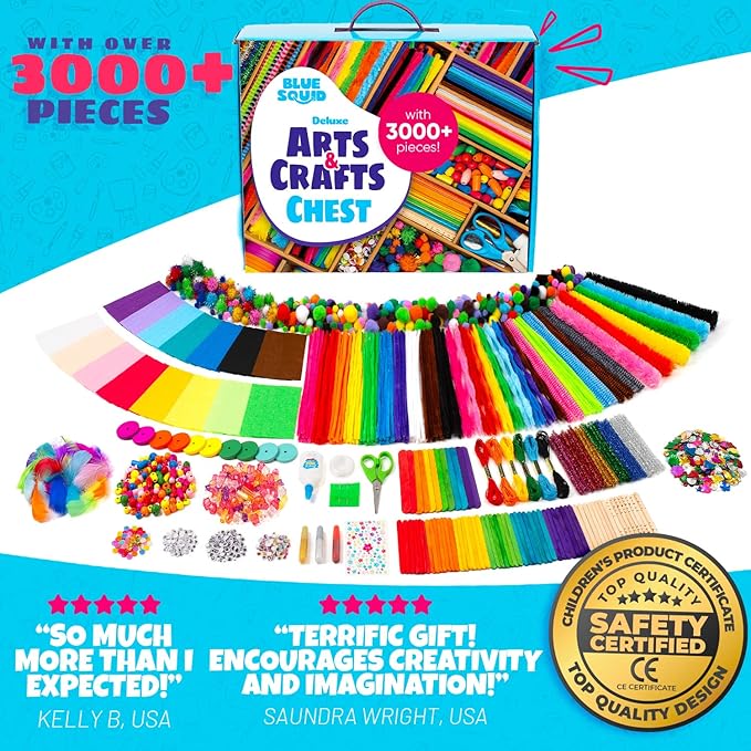 Arts & Crafts Kit for Kids - Special Bundle, Deluxe Craft Chest & XXXL Craft Bag - 5000+ Pieces