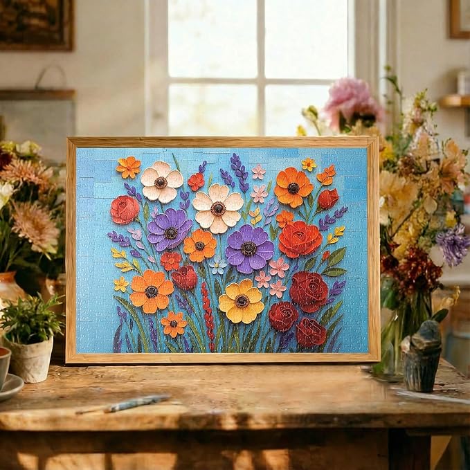 Flower Jigsaw Puzzles for Adults 1000 Pieces,Mosaic Flower Puzzle,Impossible Puzzle, Nature Plant Puzzle, Spring Floral, Interlock Perfectly No Dust,Home Decor,Gifts for Friend Parents(27.5x19.6 in)