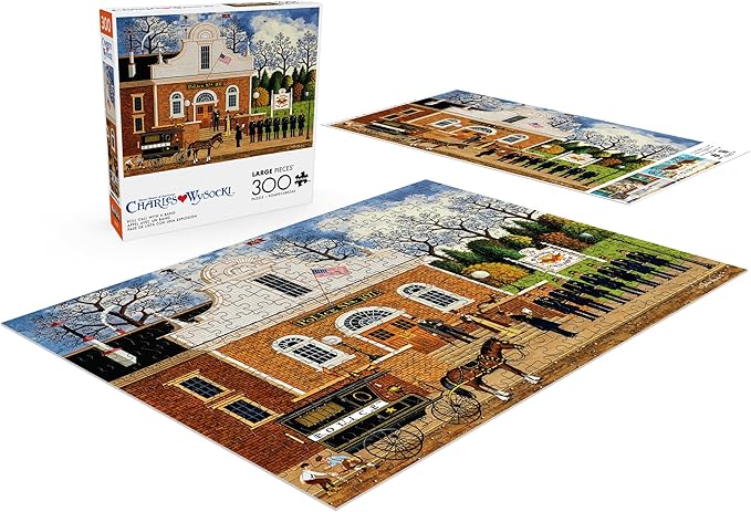 Buffalo Games – Roll Call with a Bang - Charles Wysocki - 300 Oversized Piece Jigsaw Puzzle  Larger Shapes - Great for Adults, Seniors, Family, Kids, Easy to Grip