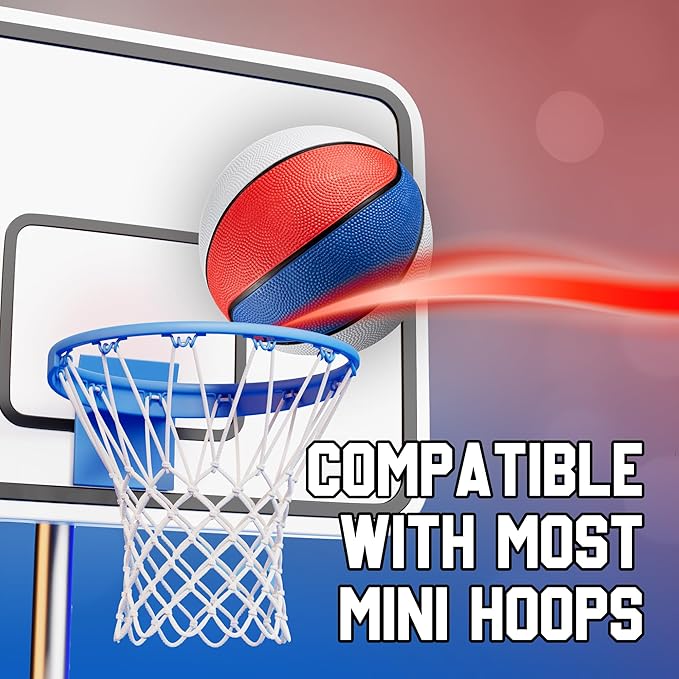 Bedwina Rubber Mini Basketball Balls for Kids 7 Inch, Size 3 Pack of 3 - Pool Basketball for Mini Hoop Outdoor & Indoor