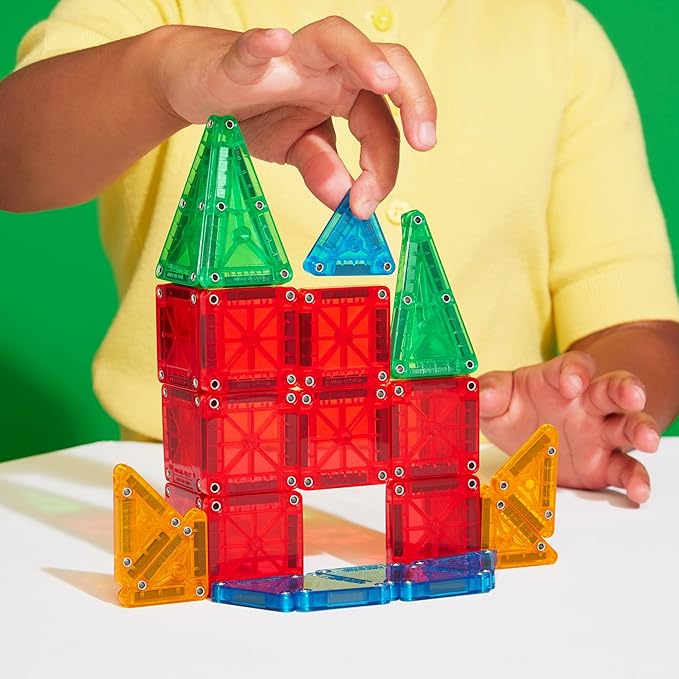 Magna-Tiles microMAGS 26-Piece Travel Magnetic Construction Set – Bold Colors, The Original Magnetic Building Brand