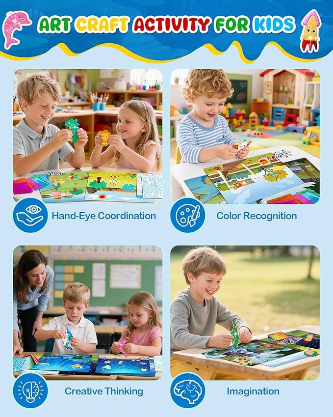 Baobrava Foil Fun Art Craft Kit - Animal Arts and Crafts for Kids 4-8 - DIY Creative Activity Travel Toys - Foam Stickers Books - Birthday Gift for Boys Girls - Easter Gifts