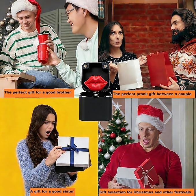 CXY Red Lips in a Box - 3D Printed Funny Prank Gift Box, White Elephant Gifts for Adults, Novelty Lip Gifts for Parties and Office Pranks-A1