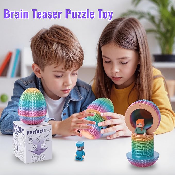 Maze Egg Money Puzzle Gift Box: Available in 4 Unique Internal Designs - Secret Cash Holder & Surprise Gift Container for Easter, Birthday, Wedding - Fun Brain Teaser Toy for Kids & Adults