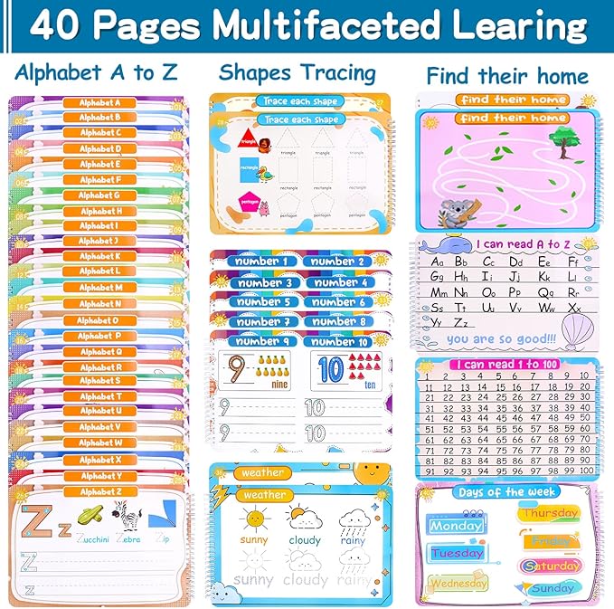 Preschool Learning Activities Educational Workbook, Handwriting Practice Book for Kids, Christmas Birthday Presents for 3 4 5 Year Old Boys Girl Toys for Kids, Montessori Busy Book Tracing Book Toys