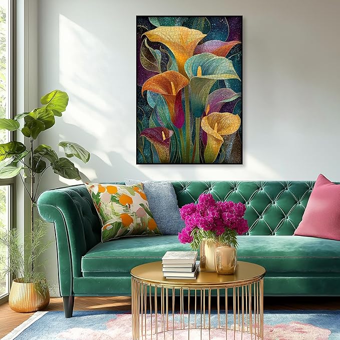 Calla Lily Flower Puzzle for Adults 1000 Pieces，Colorful Floral Plant Art Puzzle, Rainbow Calla Lily Impossible Hard Difficult Challenge for Adults