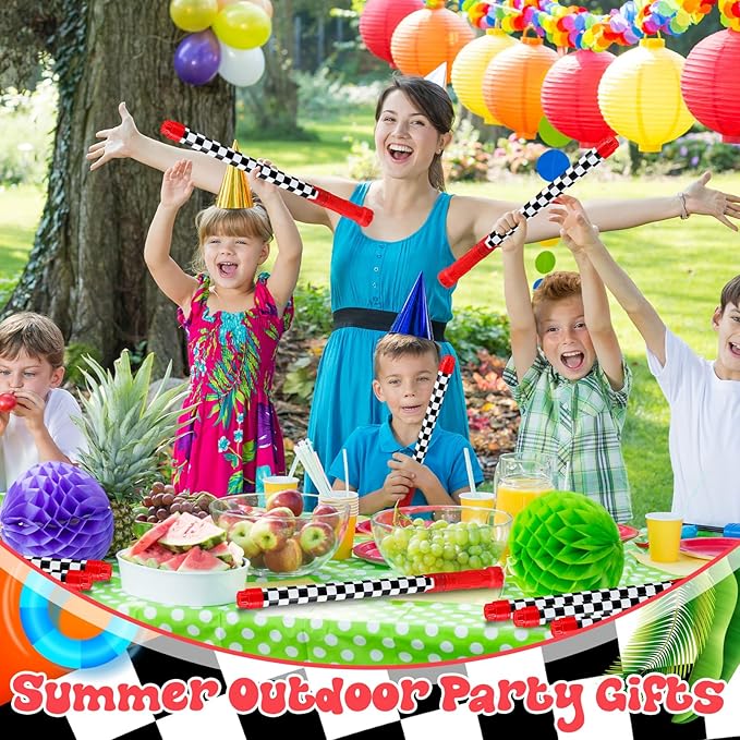 12 Pack Race Car Party Favors Water Gun Blaster 15.75 in Black and White Checkered Racing Water Shooter Blasters Gun for Kids Summer Outdoor Swimming Pool Backyard Beach Summer Games